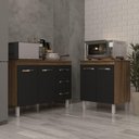 Ver imagem 2 de Balcão para Microondas ou Forno e Armário Bruna 118 Cm Cozinha Gabinete Preto com Tampo Tampão
