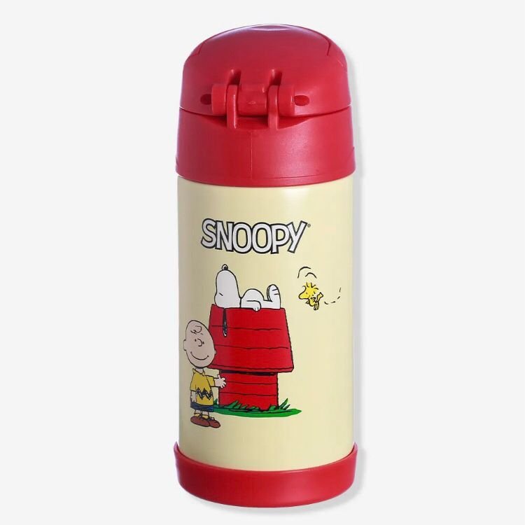 Garrafa Térmica Infantil Click Canudo 300ml Snoopy e Amigos Zonacriativa