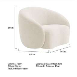 Poltrona Orgânica Luxo Recepção Amore Bouclé Bege - Amarena Móveis - 3