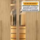 Ver imagem 3 de Guarda-Roupa Casal 6 Portas com LED e Vidro Reflecta 5 Gavetas Bélgica Marrom/Cinamomo