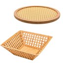 Ver imagem 1 de Jogo Tábua de Frios Giratória 30cm e Fruteira 28,5cm Bambu Cesto de Mesa Cozinha