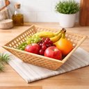 Ver imagem 7 de Jogo Tábua de Frios Giratória 30cm e Fruteira 28,5cm Bambu Cesto de Mesa Cozinha