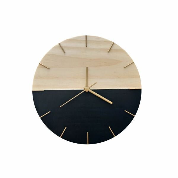 Relógio Minimalista em Madeira Preto e Dourado - 1