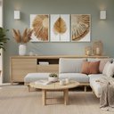 Ver imagem 5 de Kit 3 Quadros Folhagem Palha Nude Moldura:branca