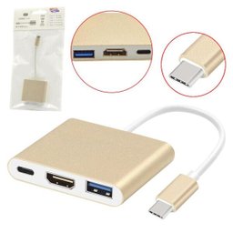 Cabo Adaptador TYPE C para USB 3.0 HDMI Femea e TYPE C Femea TYPE C Generico - 1