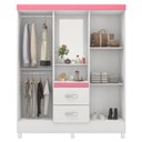 Ver imagem 3 de Guarda Roupa Capelinha 4 Portas 42220 Branco Rosa Flex Demobile