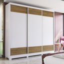 Ver imagem 1 de Guarda-roupa Casal 100% Mdf Kappesberg C/pés 3 Portas de Correr 6 Gavetas Branco/nogueira