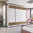 Ver mais imagens de Guarda-roupa Casal 100% Mdf Kappesberg C/pés 3 Portas de Correr 6 Gavetas Branco/nogueira