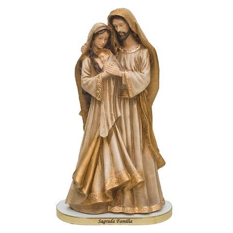 Imagem Sagrada Família Barroca Grande 40cm Resina Dourada