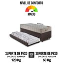 Ver imagem 7 de Bicama Box Baú 88x188 Courino Linho Marrom com Colchão Airtech Ortbom