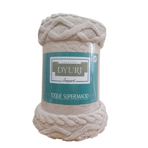 Cobertor de Microfibra Casal Dyuri Tricot - Jolitex Bege