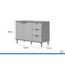 Ver imagem 2 de Balcão Cozinha Elena 2 Ptas 3GAVS s/Tampo 120cm Cin/Tit MGM