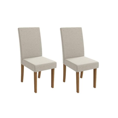 Cadeira de Cozinha Dália 2cad131 Madeirado Kit 2 Un Canela/linho Bege Caqui - Kappesberg