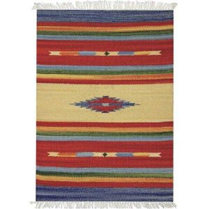 Tapete Indiano Retangular Algodão D4 Kilim 100x140cm Niazitex