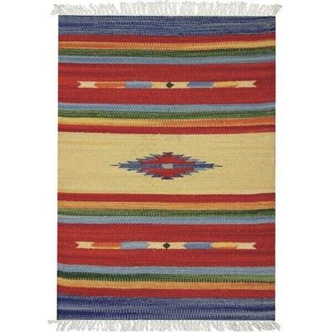Tapete Indiano Retangular Algodão D4 Kilim 100x140cm Niazitex