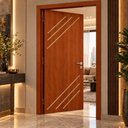 Ver imagem 5 de Porta de Madeira R30K 210x80 Frisada para Quarto e Sala:Mogno