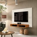 Ver imagem 2 de Painel FX 1,20m Para TV Até 43'' Com Nichos Para Aparelhos e Objetos Cor Off White/Cedro EDN MÓVEIS