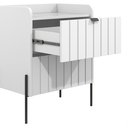 Ver imagem 6 de Mesa Lateral para Quarto Moriah 45cm 2 Gavetas Branca e Pes Preto