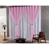 Cortina Lorena 3,00M x 2,80M Microfibra e Voil com Fivelas Cromadas - Cor: Rosa / Branco - 1