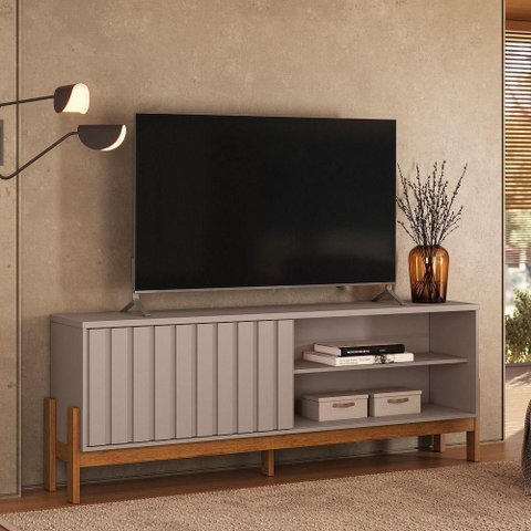 Rack Bancada para TV Aurora 75 Polegadas 188cm MDP Grigio Fosco Canela Möbler