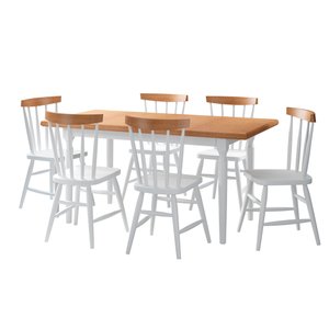 Mesa de Jantar Udine com 6 Cadeiras Udine Branco e Natural 160x80 Fabrispuma