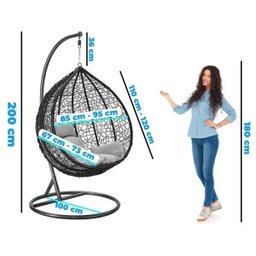 Cadeira Balanço Poltrona Rede Teto Ovo Varanda Sacada Jardim - Preto Bege - 2