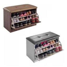 Sapateira Puff Bau Versatile Premium Luxo até 12 Pares Marrom - 2