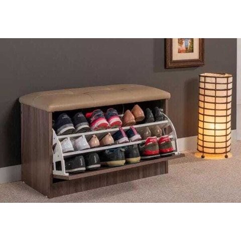 Sapateira Puff Bau Versatile Premium Luxo até 12 Pares Marrom
