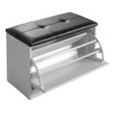 Ver imagem 4 de Sapateira Puff Bau Multiuso para Sala Luxo até 12 Pares Branco/Preto
