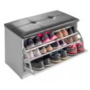 Ver imagem 5 de Sapateira Puff Bau Multiuso para Sala Luxo até 12 Pares Branco/Preto