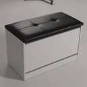Ver imagem 3 de Sapateira Puff Bau Multiuso para Sala Luxo até 12 Pares Branco/Preto
