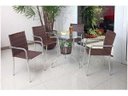 Ver imagem 2 de Conjunto de Mesa Jardim Alumínio Fibra 4 Cadeiras Área Externa Castanho