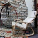 Ver imagem 2 de Cadeira Balanço Poltrona Papai Madeira Moderna Dondola Bege