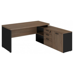 Mesa para Escritório em L Diretor 170x160cm Marrom e Preta - 2 Mesa para Escritório em L Diretor 170x160cm Marrom e Preta - 2