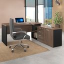 Ver imagem 1 de Mesa para Escritório em L Diretor 170x160cm Marrom e Preta