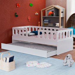 Cama Juvenil Lara Solteiro com Cama Auxiliar Branco - Baby Mobília - 1