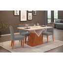 Ver imagem 1 de Conjunto: Mesa de Cozinha Argo C/ Tampo Madeirado C/ Vidro Curvo 136x90cm e 4 Cadeiras Julia Freijo/