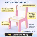 Ver imagem 4 de Cadeirinha Infantil Rosa Cadeira Madeira Banco MDF Criança Poltrona Resistente Didatica Menina Luxo