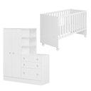 Ver imagem 2 de Quarto para Bebê Completo 2 Peças Guarda-Roupa com Cômoda e Berço Doce Sonho Branco