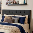 Ver imagem 1 de Cabeceira Painel Estofada Paris Suede Preto Queen 1,60m para Cama Box