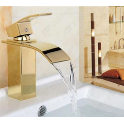 Torneira Cascata Banheiro Misturador Dourada Quadrada Tubrax - 2