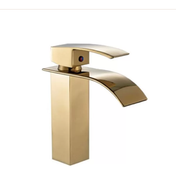 Torneira Cascata Banheiro Misturador Dourada Quadrada Tubrax - 1