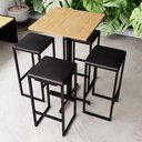 Ver imagem 1 de Conjunto Mesa Alta Bar Bistrô Quadrada Pinus 4 Bancos Estofado Don Castro Decor