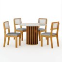 Ver imagem 2 de Conjunto Sala de Jantar Redonda Vidro MDF com 4 Cadeiras Flora Marrom/Cinamomo/Cinza