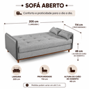 Ver imagem 6 de Sofá Cama Casal Neo 3 Lugares 2,05m com Baú em Linho - Cinza | Courino