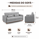 Ver imagem 4 de Sofá Cama Casal Neo 3 Lugares 2,05m com Baú em Linho - Cinza | Courino