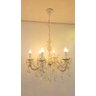 Lustre Candelabro Provençal 6 Braços Branco com Dourado com Cristais para Sala ou Quarto - 2
