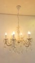 Ver imagem 2 de Lustre Candelabro Provençal 6 Braços Branco com Dourado com Cristais para Sala ou Quarto