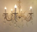 Ver imagem 1 de Lustre Candelabro Provençal 6 Braços Branco com Dourado com Cristais para Sala ou Quarto