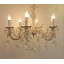 Ver imagem 1 de Lustre Candelabro Provençal 6 Braços Branco com Dourado com Cristais para Sala ou Quarto